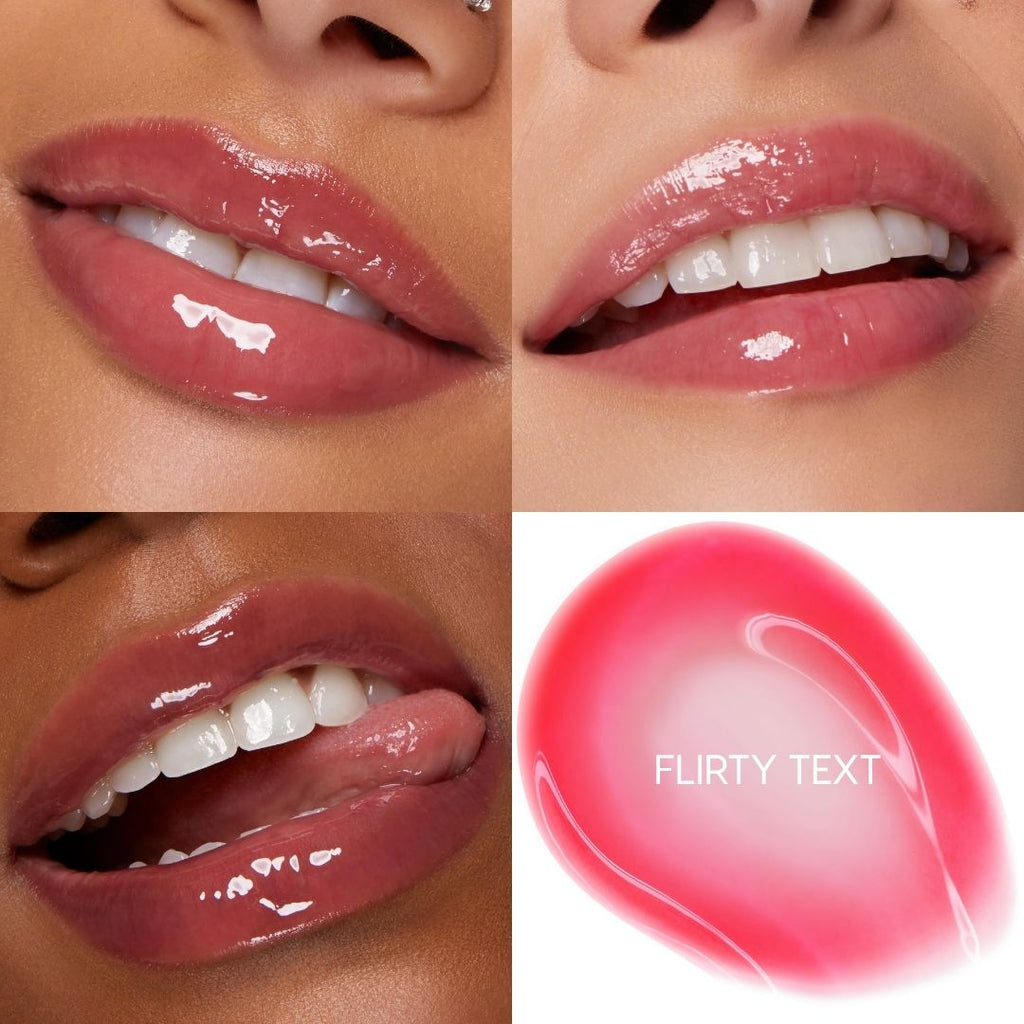 So Juicy Plumping Glossy Lip Oil Flirty Text